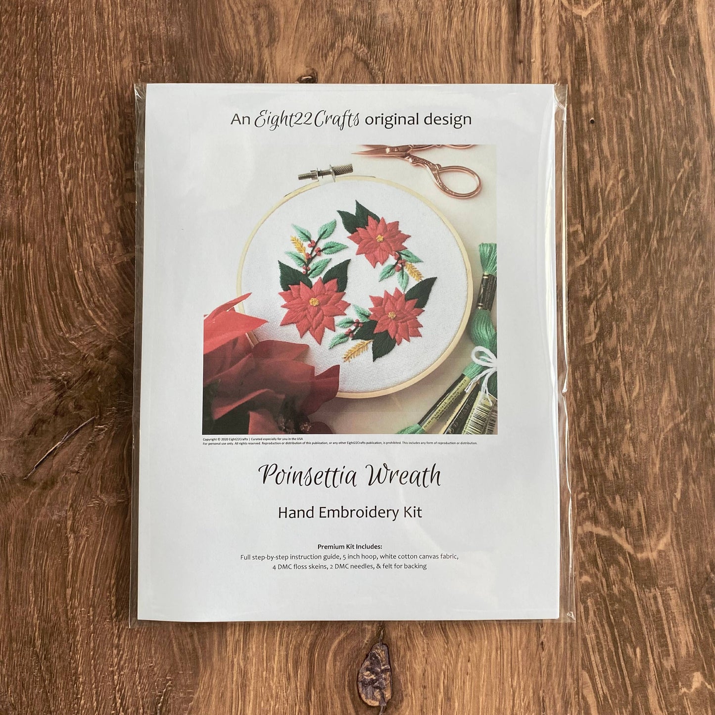 Eight22Crafts - Poinsettia Wreath Embroidery Kit
