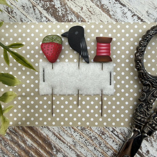 Strawberry and Thread Pin Set *Nashville Market Pre-Order*
