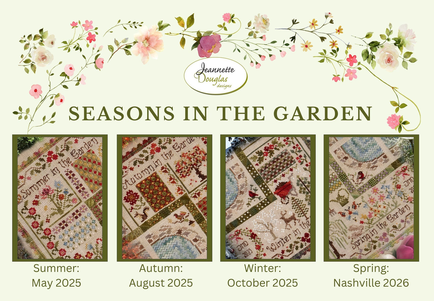 Seasons in the Garden Series by Jeanette Douglas Stitch Along