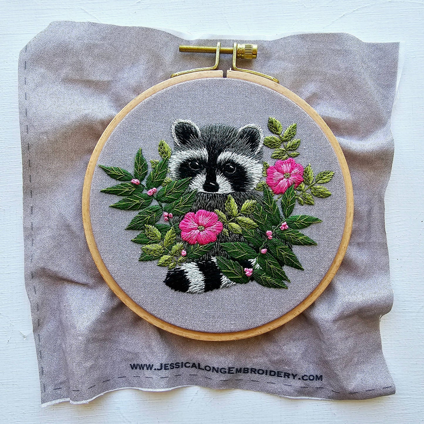 Jessica Long Embroidery - Raccoon hand embroidery kit