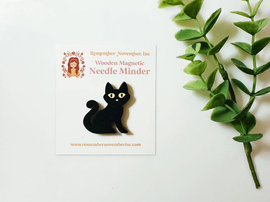 Remember November, Inc - Cat Needle Minder, Wooden Magnetic Needle Minder, Halloween