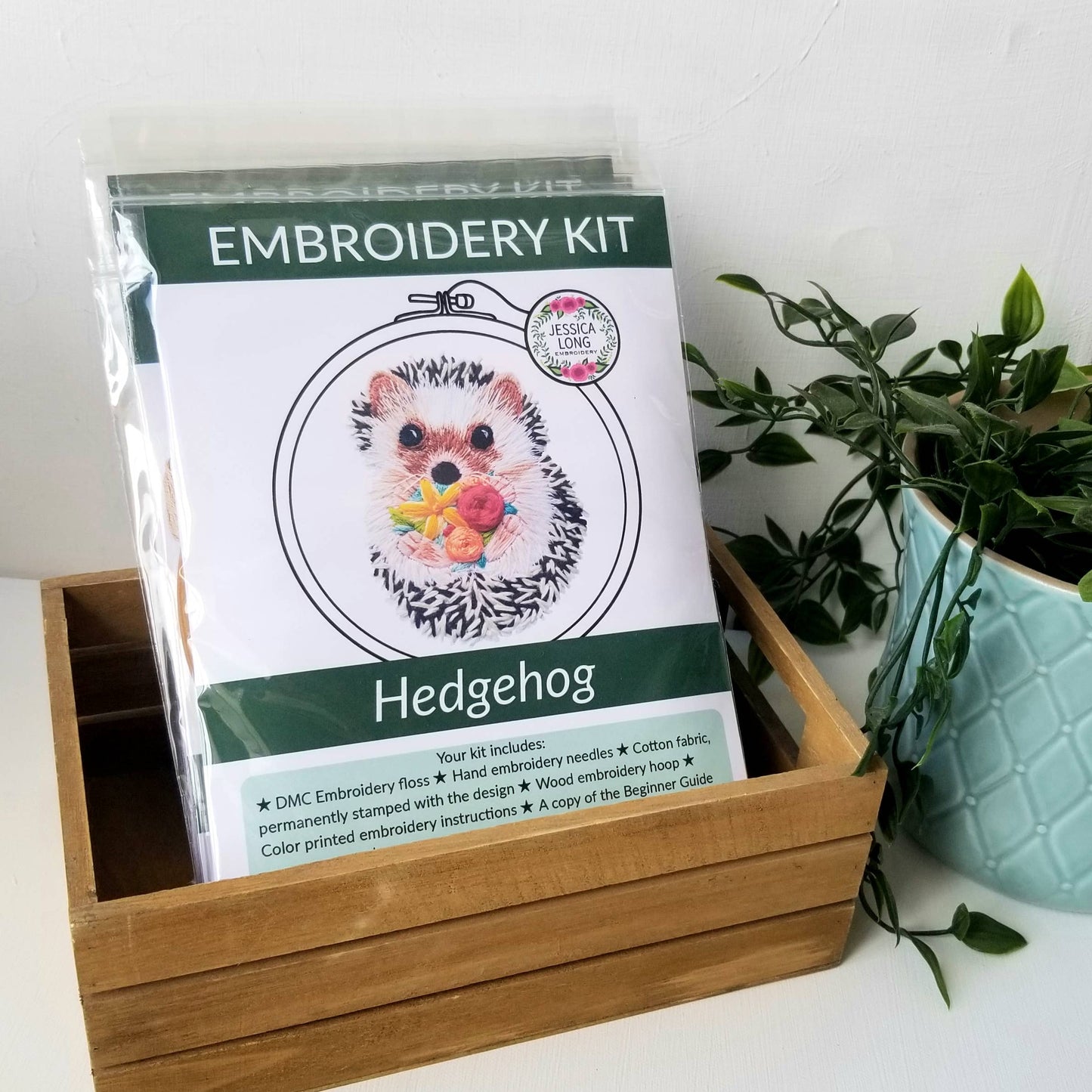 Jessica Long Embroidery - Hedgehog Embroidery Kit: Floss Card