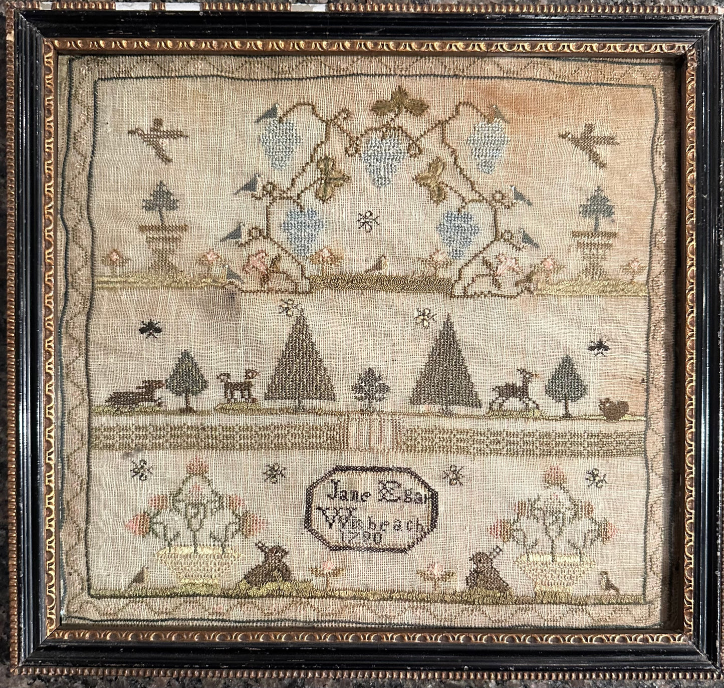 Jane Egar 1790 a Near Norfolk Antique Sampler Reproduction *Nashville Market Pre-Order*