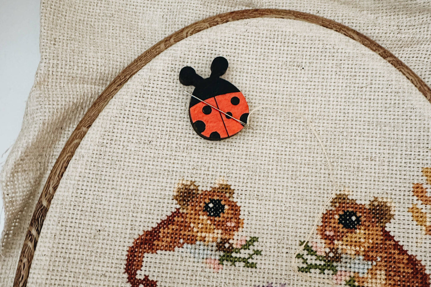 Remember November, Inc - Ladybug Needle Minder, Wooden Magnetic Needle Minder