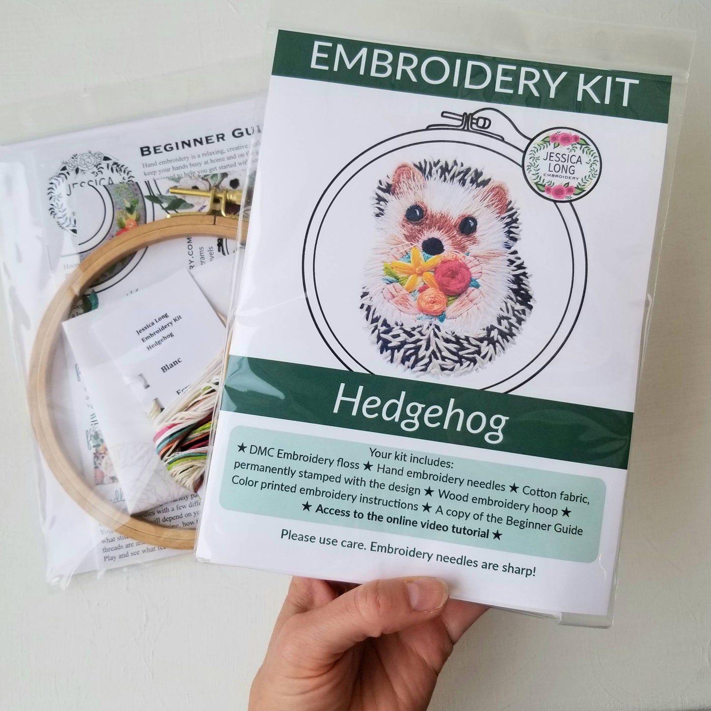 Jessica Long Embroidery - Hedgehog Embroidery Kit: Floss Card