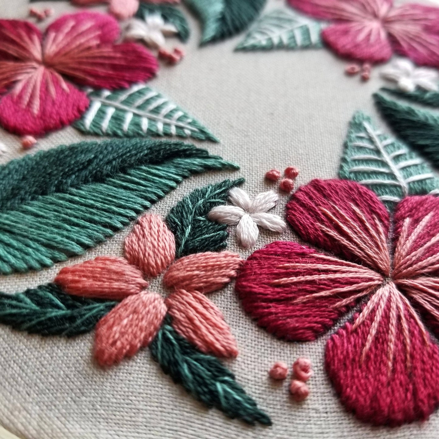 Jessica Long Embroidery - Floral Flourish Beginner Embroidery Kit: Muted green fabric